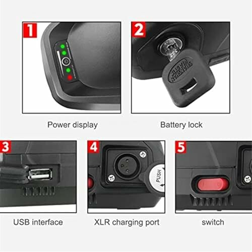 Batterijfuncties met stroomweergave, vergrendeling en poorten