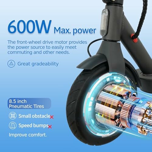 Elektrische scooter met 600W motor en 8.5 inch banden