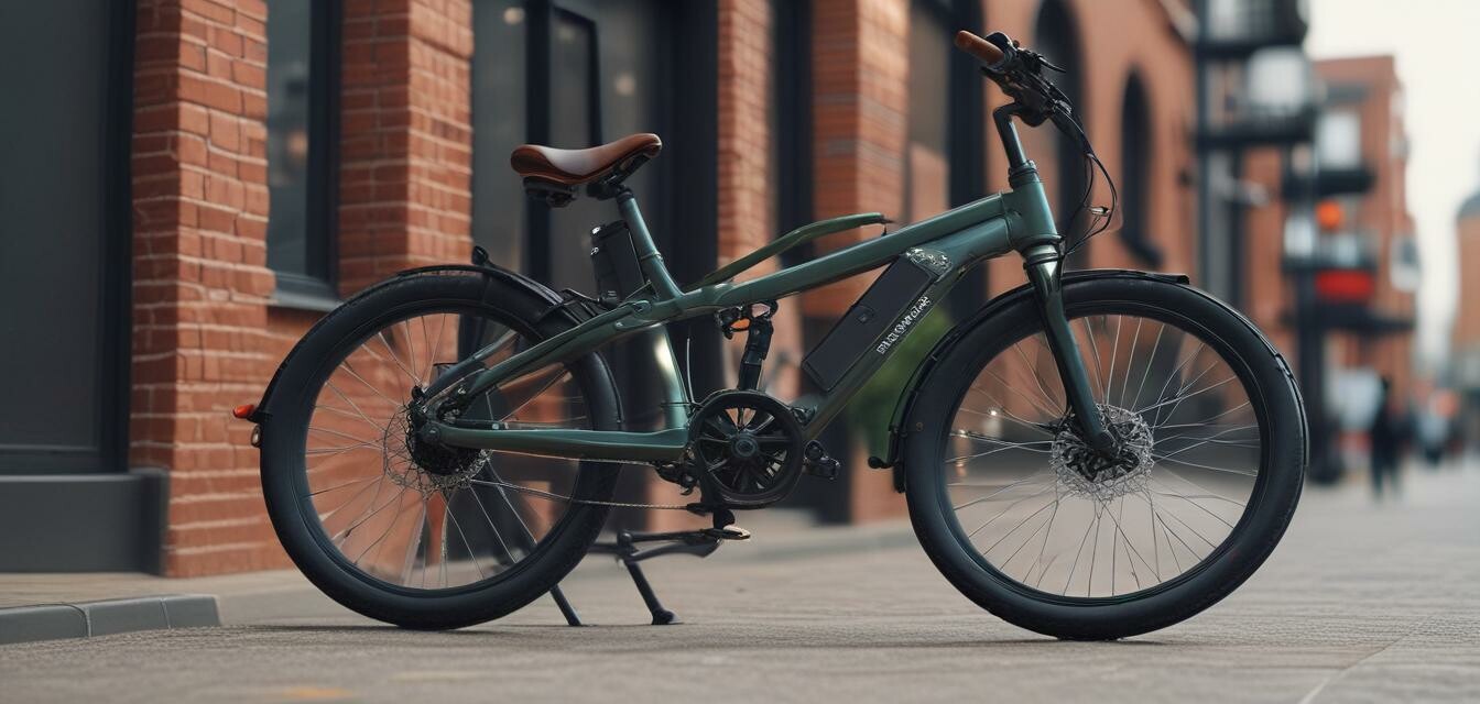 Elektrische plooifiets buiten een koffiehuis