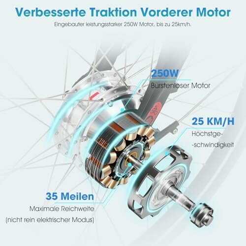 Diagram van een verbeterde tractie voorwielmotor met specificaties