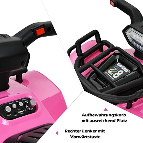 Elektrische scooter met roze stuur en display