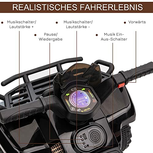 Dashboard van een realistische motorfiets met bedieningselementen.