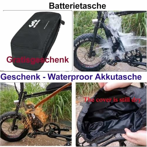 Waterdichte batterijtas test op fiets