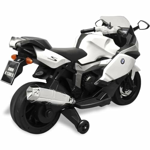 Witte BMW K1300S motorfiets met zijwielen